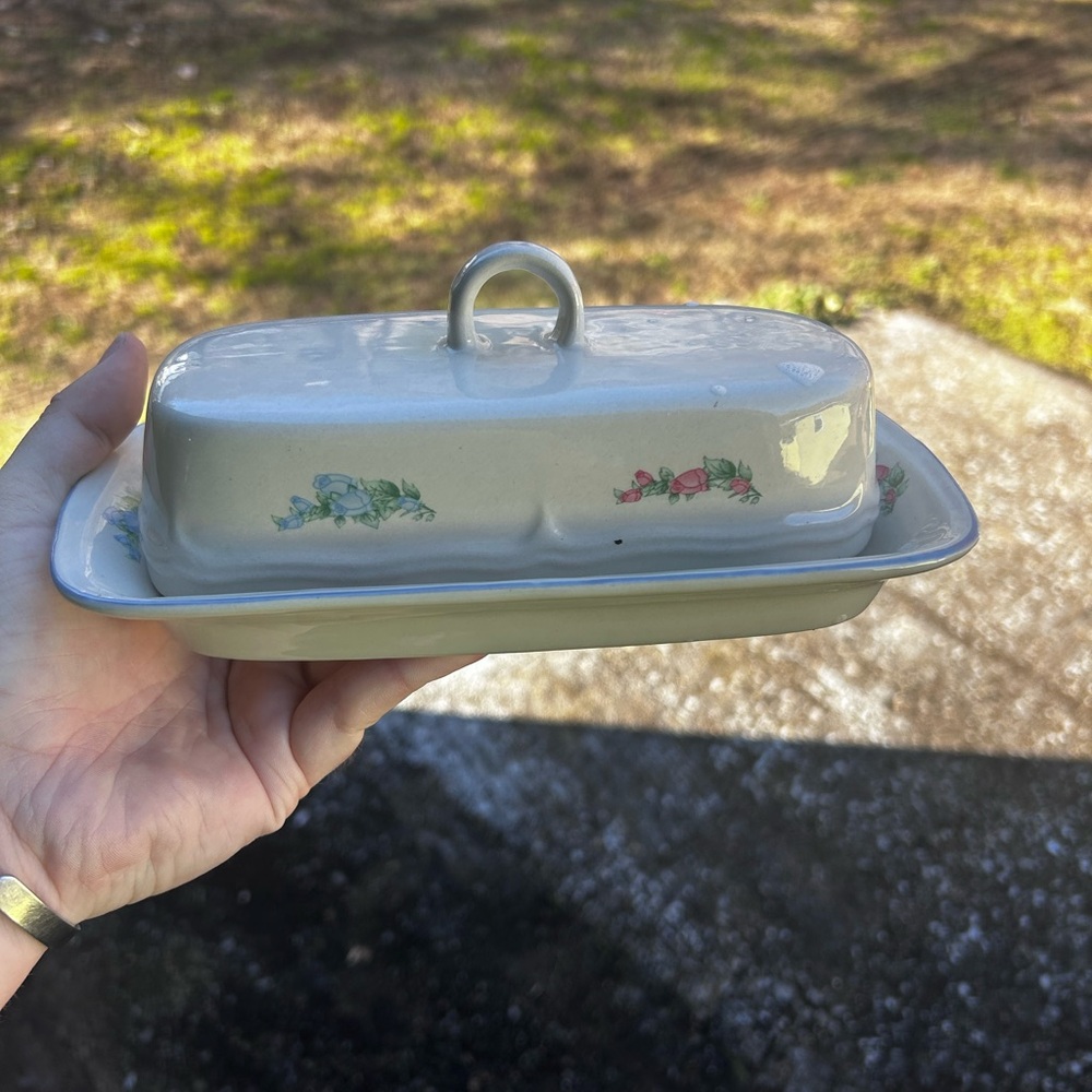 Floral Ceramic Butter Dish Spring Meadow